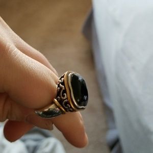 Black onyx sterling silver ring